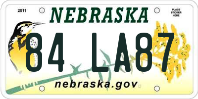 NE license plate 84LA87