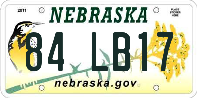 NE license plate 84LB17