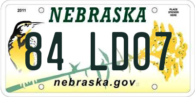 NE license plate 84LD07