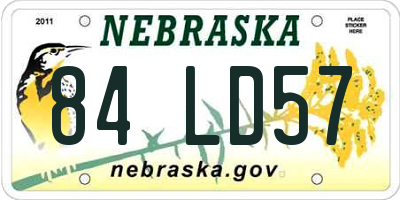 NE license plate 84LD57