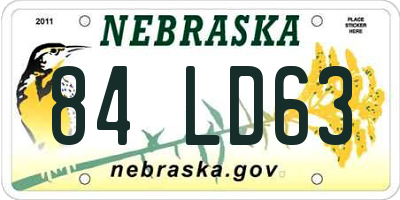 NE license plate 84LD63