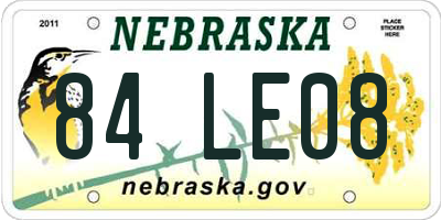 NE license plate 84LE08