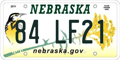 NE license plate 84LF21