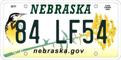 NE license plate 84LF54