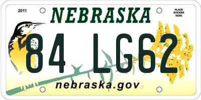 NE license plate 84LG62