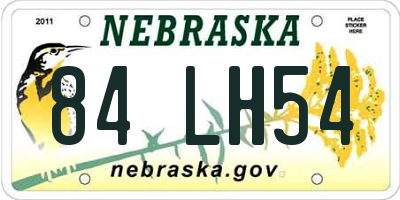 NE license plate 84LH54
