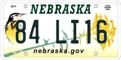 NE license plate 84LI16