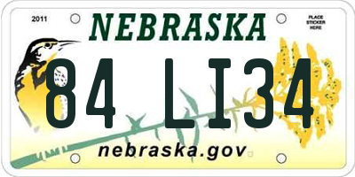 NE license plate 84LI34