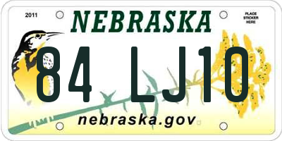 NE license plate 84LJ10