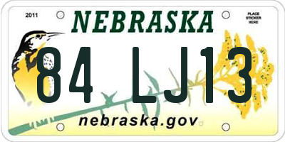 NE license plate 84LJ13