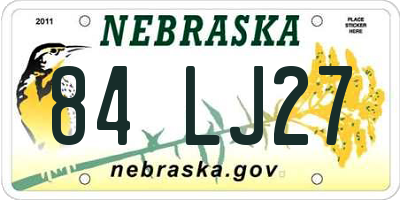NE license plate 84LJ27