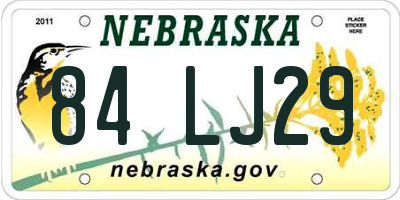 NE license plate 84LJ29