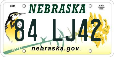 NE license plate 84LJ42