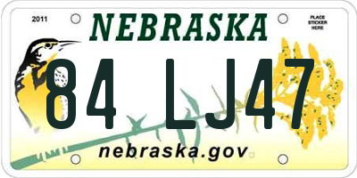 NE license plate 84LJ47