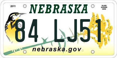 NE license plate 84LJ51