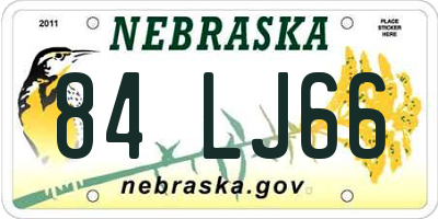 NE license plate 84LJ66