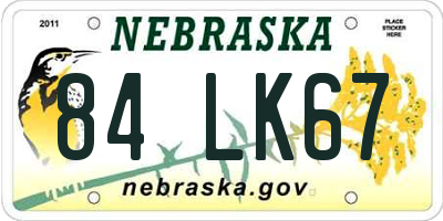 NE license plate 84LK67