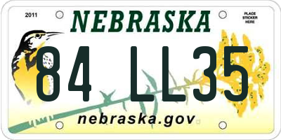 NE license plate 84LL35