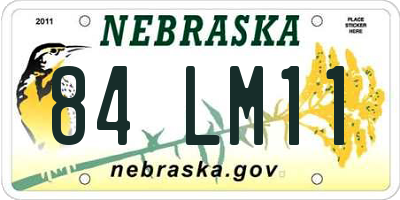 NE license plate 84LM11