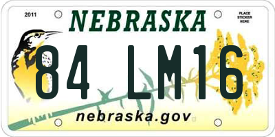 NE license plate 84LM16