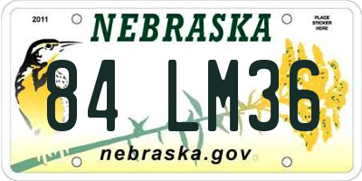 NE license plate 84LM36