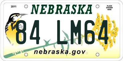 NE license plate 84LM64