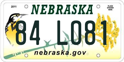 NE license plate 84LO81