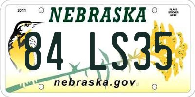 NE license plate 84LS35