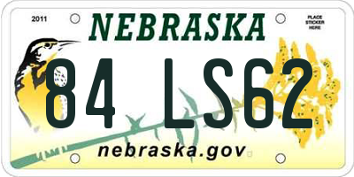 NE license plate 84LS62
