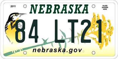 NE license plate 84LT21