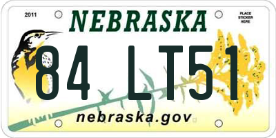NE license plate 84LT51