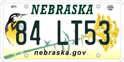 NE license plate 84LT53