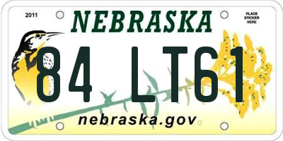 NE license plate 84LT61