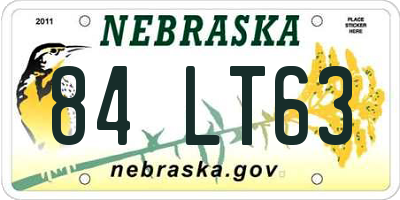 NE license plate 84LT63