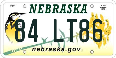 NE license plate 84LT86