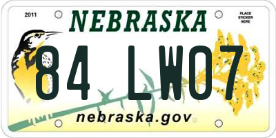 NE license plate 84LW07