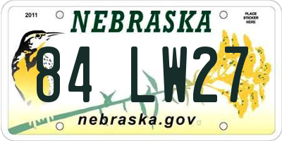 NE license plate 84LW27