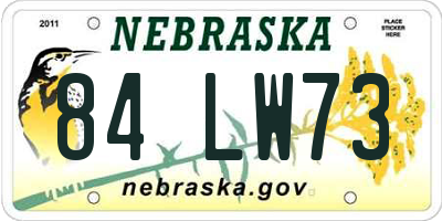 NE license plate 84LW73