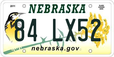 NE license plate 84LX52