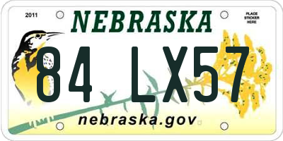 NE license plate 84LX57