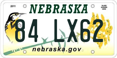 NE license plate 84LX62