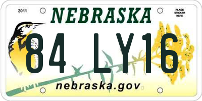 NE license plate 84LY16
