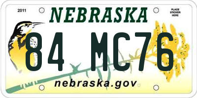 NE license plate 84MC76