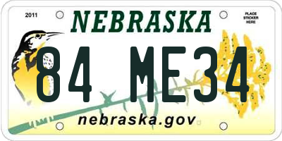 NE license plate 84ME34