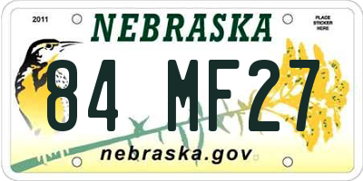 NE license plate 84MF27
