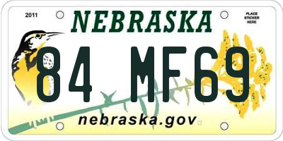 NE license plate 84MF69