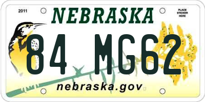 NE license plate 84MG62