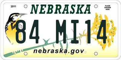NE license plate 84MI14