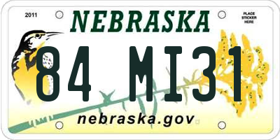 NE license plate 84MI31