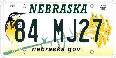 NE license plate 84MJ27